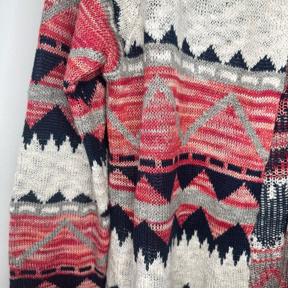 Great Northwest Indigo Women’s Southwestern Geometric Long Hooded Sweater Medium - Picture 4 of 7